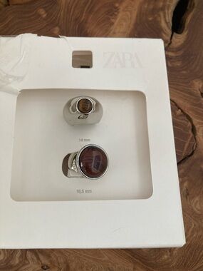 Zara Silver Cuff Link Set with Brown Stone Accents